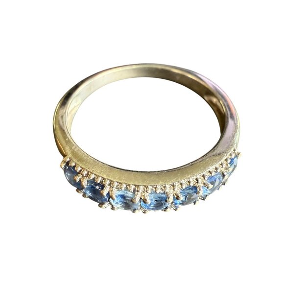 Blue Spinel Sterling Silver Band Ring With Intricate Detailing - Picture 4 of 7